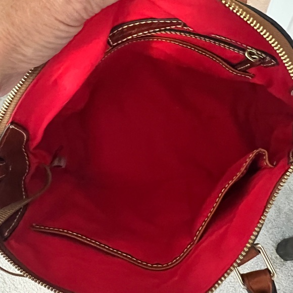 Dooney & Bourke Darcy Satchel. Elephant/Grey/Mushroom and Brown Leather Bag - Picture 3 of 11